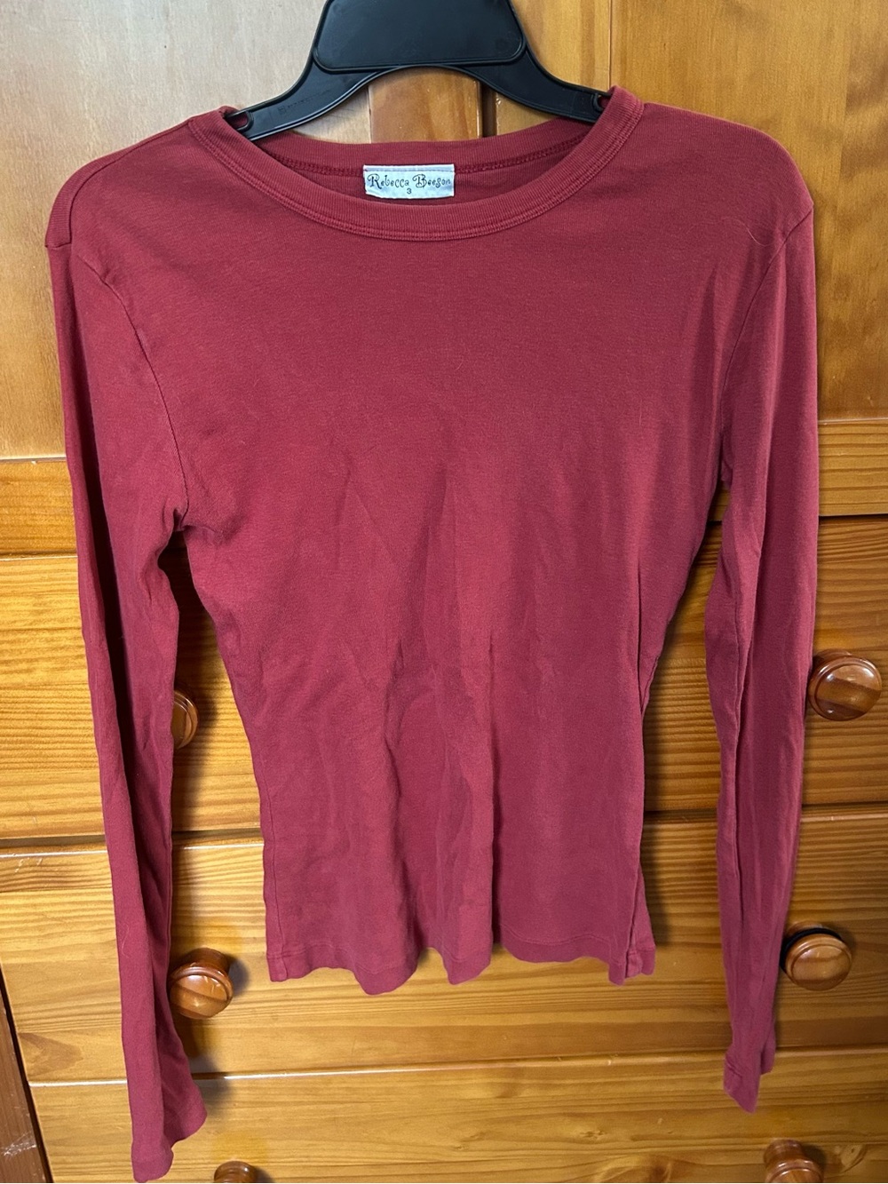 100% cotton Rebecca Beeson Women's Long-Sleeve Crewneck Top - Rust Color